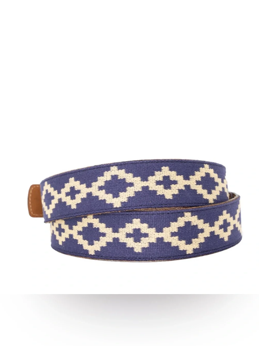 La Matera Corbina Woven Leather Belt Navy Khaki Size 38